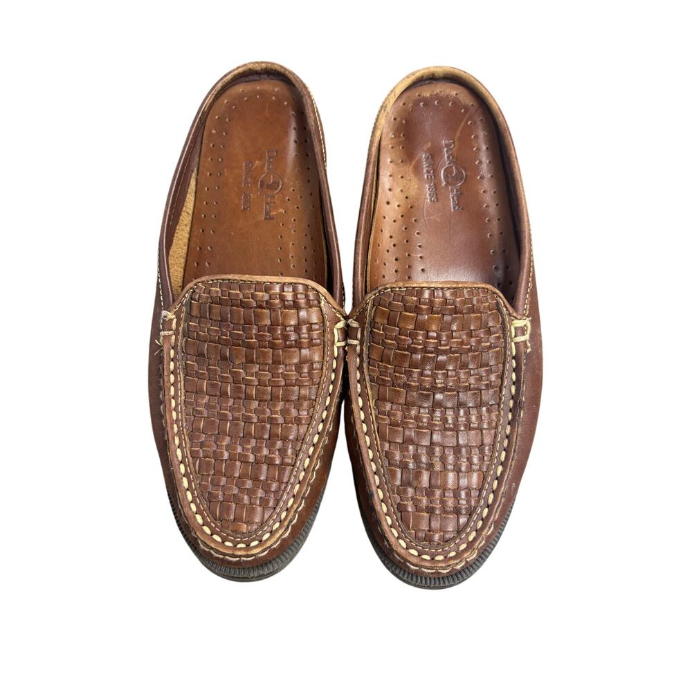 Duck Head Meens Brown Leather Woven Slip on Loafers Moc Toe Comfort Shoes 10